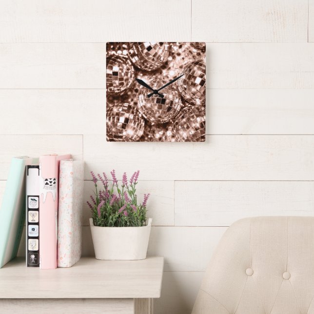 Disco Balls Glam 17 Square Wall Clock (Reading Room)
