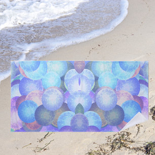Disco balls in pastel rainbow colours - 3D optics Beach Towel