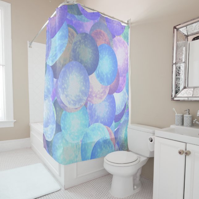 Disco balls in pastel rainbow colours - 3D optics  Shower Curtain (In Situ)