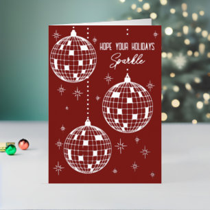 Disco Balls Ornaments Cute Contemporary Foil Holiday Card