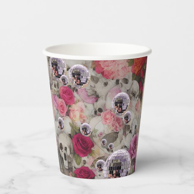 Disco Balls Skulls and Roses Paper Cups (Back)