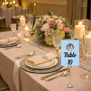 Disco Balls Welcome Wedding Table Number Card