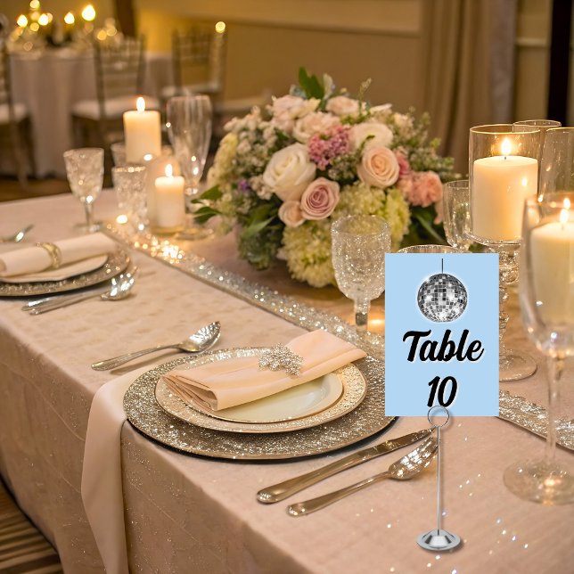 Disco Balls Welcome Wedding Table Number Card (Creator Uploaded)