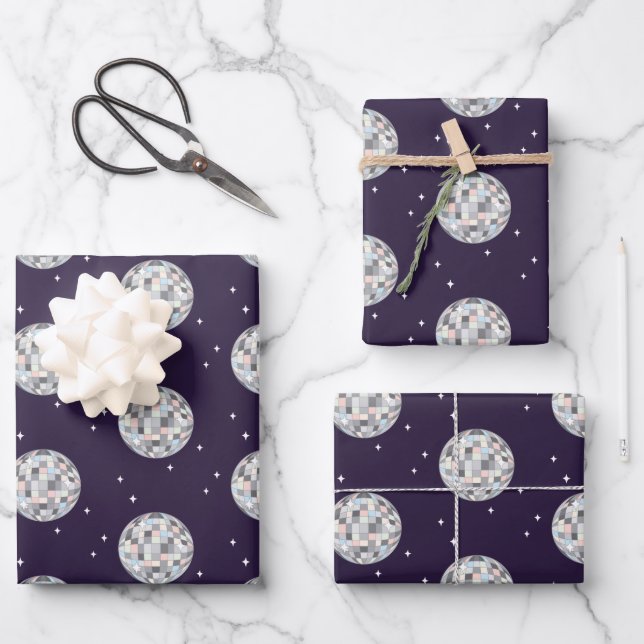 Disco Balls Wrapping Paper Sheet (Front)