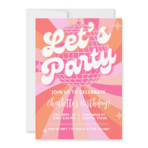 Disco Birthday Invite Girl, Retro Birthday Disco