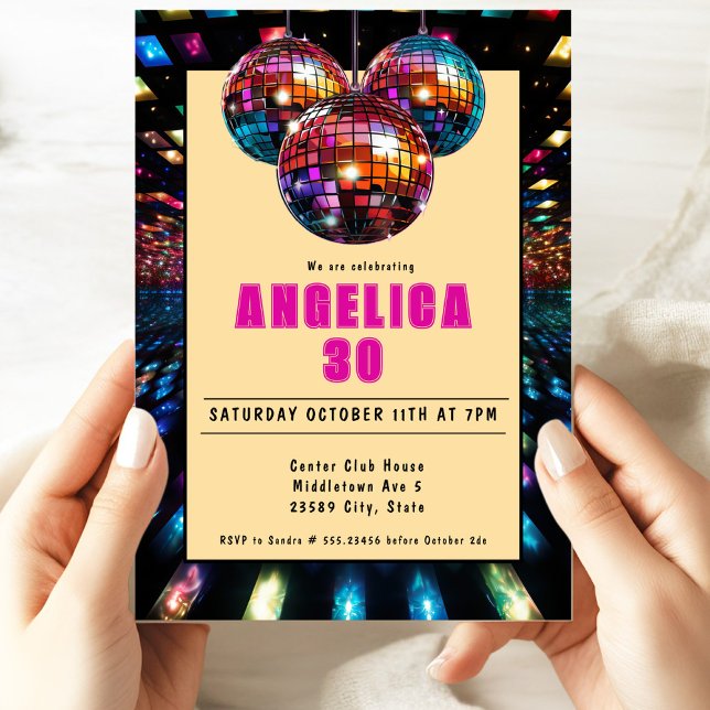 Disco Birthday Magenta Black Invitation (Creator Uploaded)