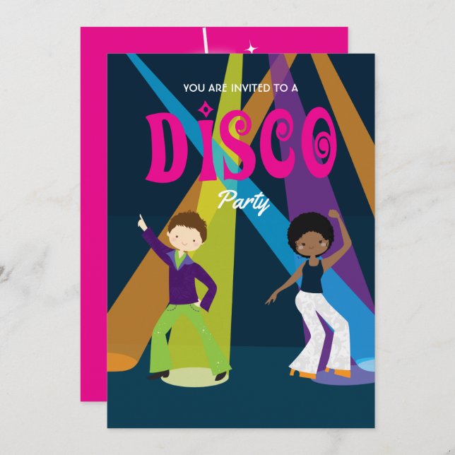 Disco Birthday Party invitation (Front/Back)