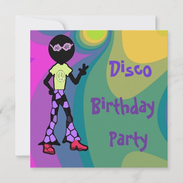 Disco Birthday Party Invitations (Front)