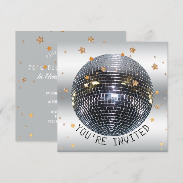Disco Birthday Party | Just Dance Disco Ball Party Invitation (Front/Back)