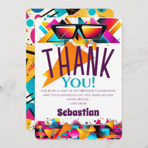 Disco Birthday Party Thank You Card