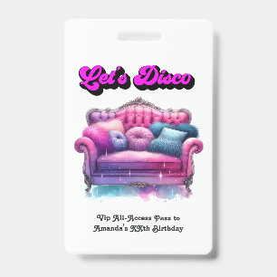 Disco Birthday Party VIP Pass – Let’s Disco Party ID Badge