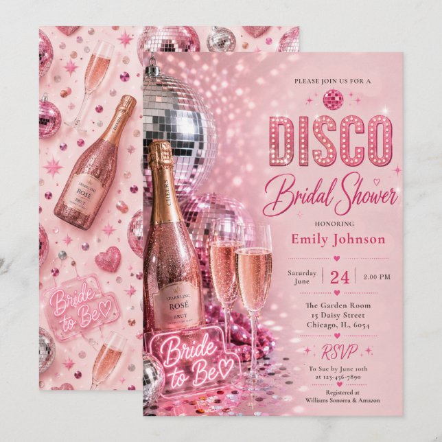 Disco Bridal Shower Invitation (Front/Back)