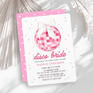 Disco Bride Pink Disco Ball Bow Bridal Shower Invitation