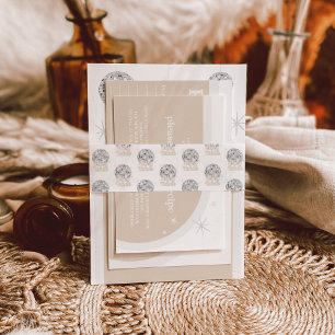 Disco Bride Retro Disco Ball Bridal Shower Invitation Belly Band