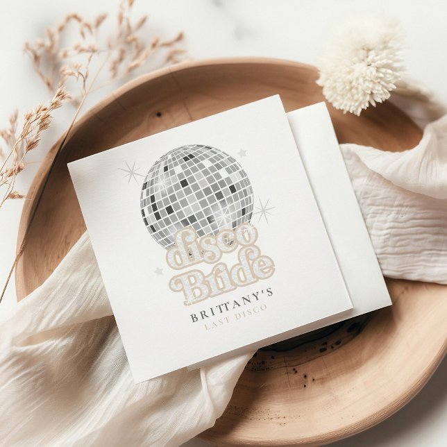Disco Bride Silver Retro Groovy Bridal Shower  Napkin (Creator Uploaded)