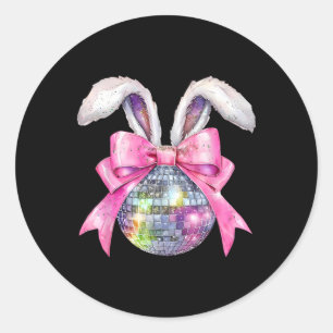 Disco Byll Bunny Coquette Bow Easter Disco Happy E Classic Round Sticker