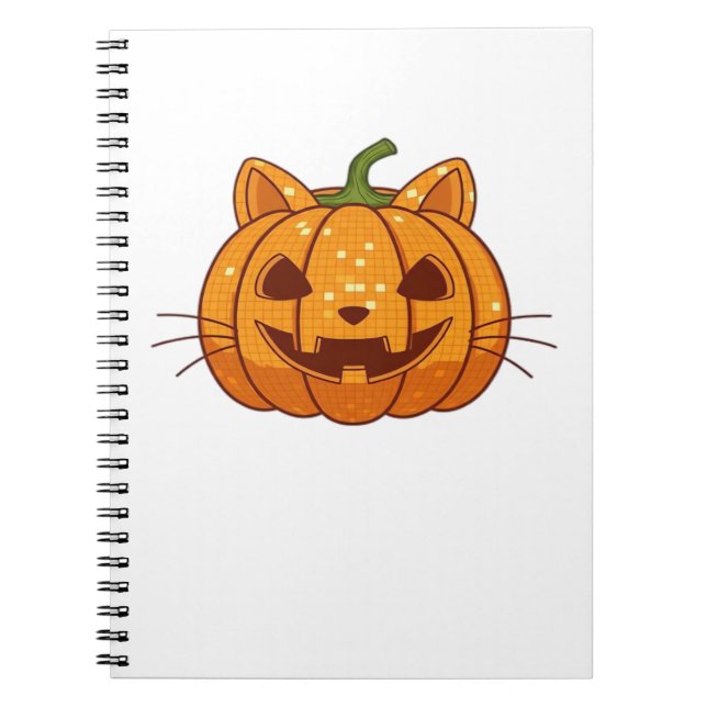 Disco Cat Jack o'Lantern Classic T-Shirt Notebook (Front)