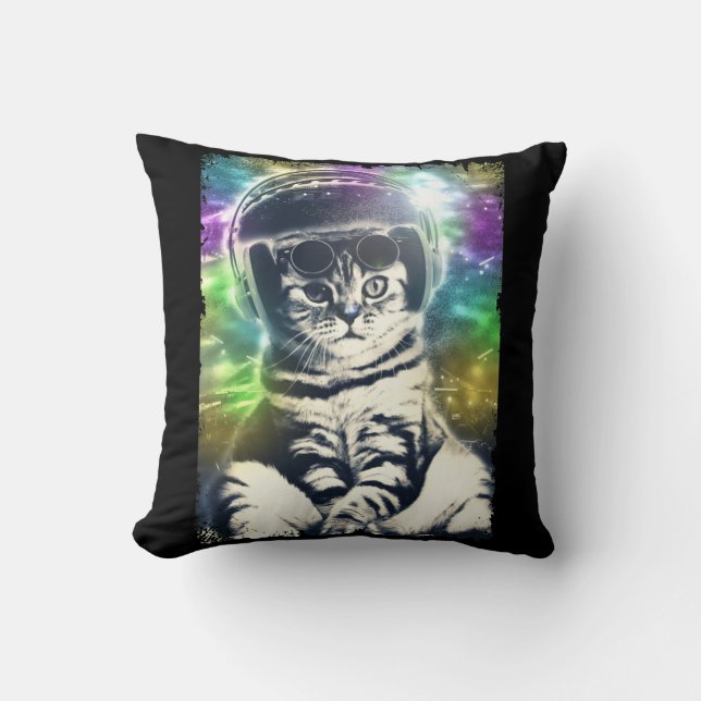 Disco Cat Lover Colourful Party Kitten Cushion (Front)