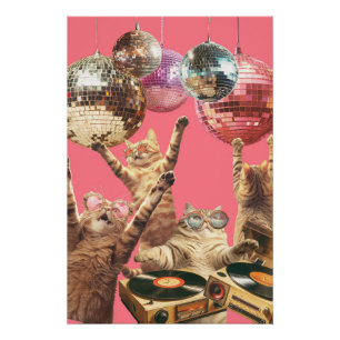 Disco Cat Poster