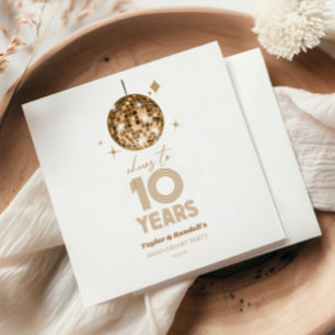 Disco Cheers 10 Years Wedding Anniversary Party Napkin