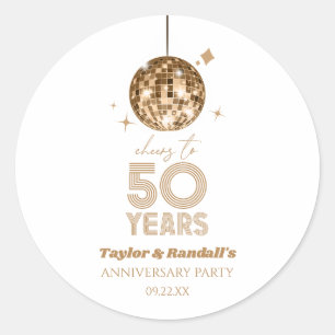 Disco Cheers 50 Years Wedding Anniversary Party Classic Round Sticker