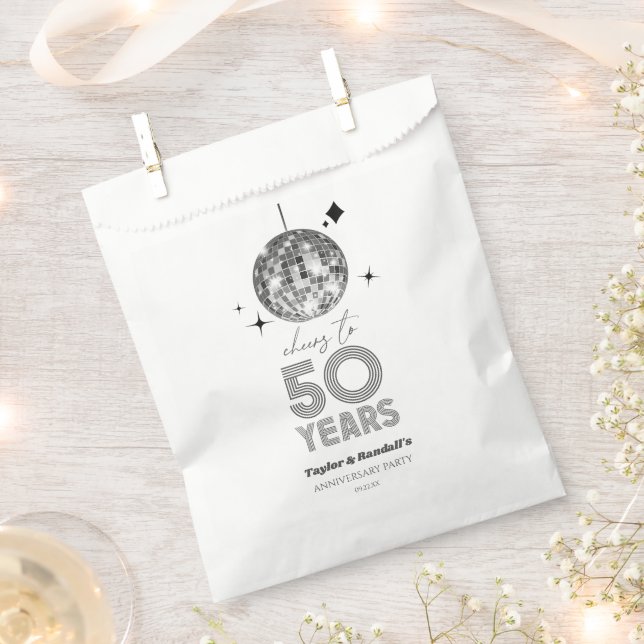Disco Cheers 50 Years Wedding Anniversary Party Favour Bag (Clipped)