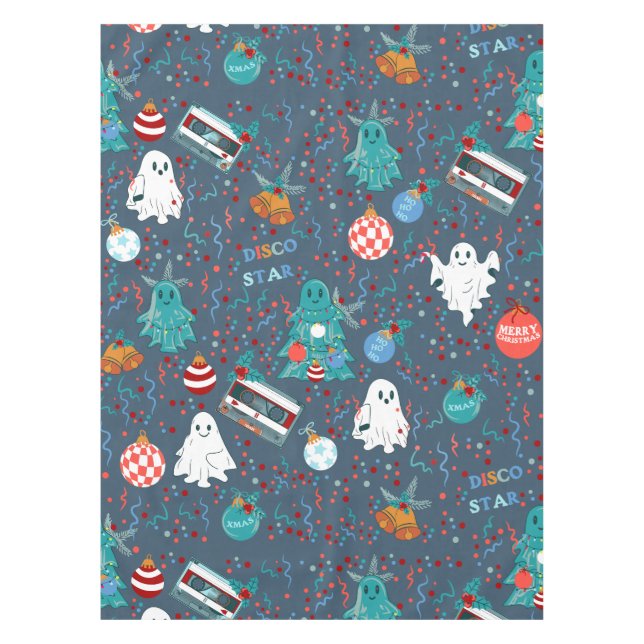 disco christmas music cassette ghost tablecloth (Front)