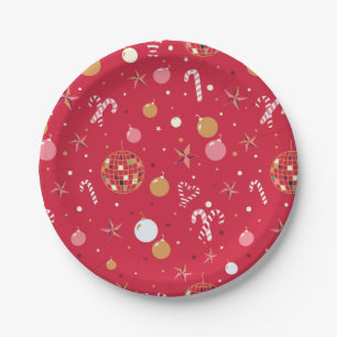 Disco Christmas Party in Red Paper Plate