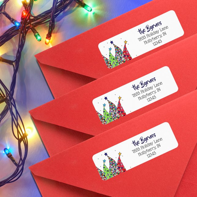 Disco Christmas Trees Return Address Label (Creator Uploaded)