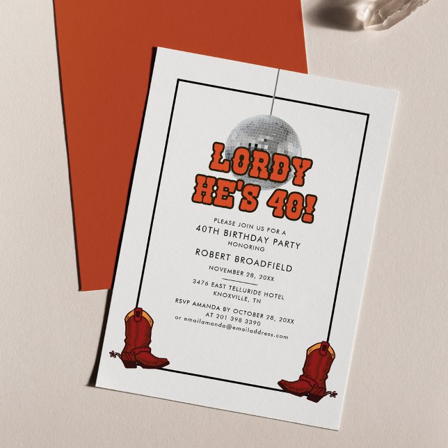 Disco Cowboy 40th Birthday Party Invitation (Creator Uploaded)