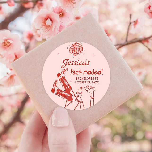 Disco Cowgirl Bachelorette Party Classic Round Sticker (Creator Uploaded)