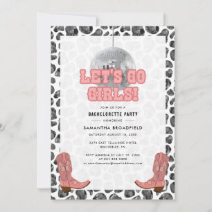 Disco Cowgirl Bachelorette Party Let’s Go Girls Invitation