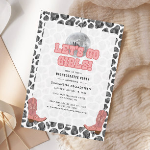 Disco Cowgirl Bachelorette Party Pink Black Invitation