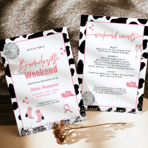 Disco Cowgirl Bachelorette Party   Space Cowgirl I Invitation