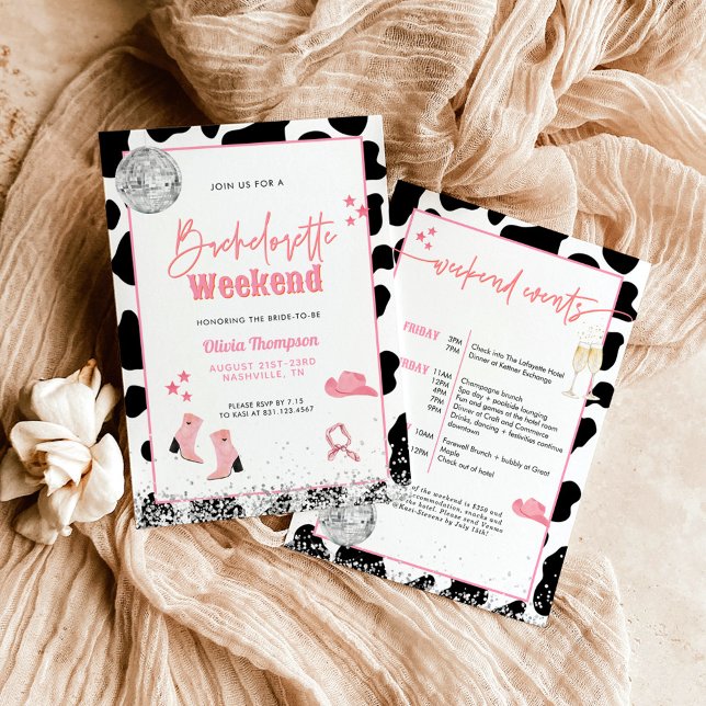 Disco Cowgirl Bachelorette Party | Space Cowgirl I Invitation (Creator Uploaded)