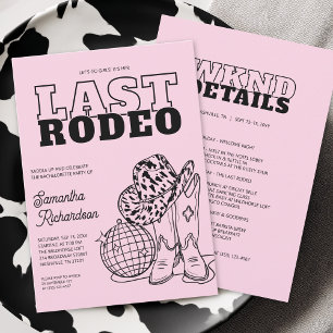 Disco Cowgirl Bachelorette Party Weekend Itinerary Invitation