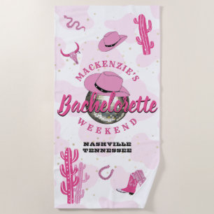 Disco Cowgirl Bachelorette Weekend Party Beach Towel