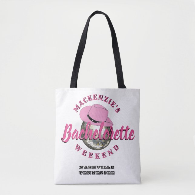 Disco Cowgirl Bachelorette Weekend Party Tote Bag (Front)