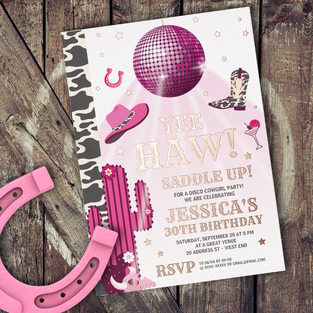 Disco cowgirl birthday party invitation (Creator Uploaded)