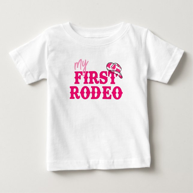 Disco Cowgirl First Rodeo Baby T-Shirt (Front)