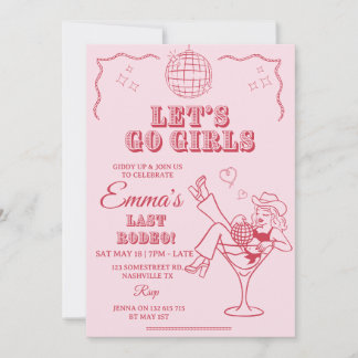 Disco Cowgirl Last Rodeo Invitation Template 