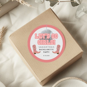 Disco Cowgirl Lets Go Girls Bachelorette Party Classic Round Sticker