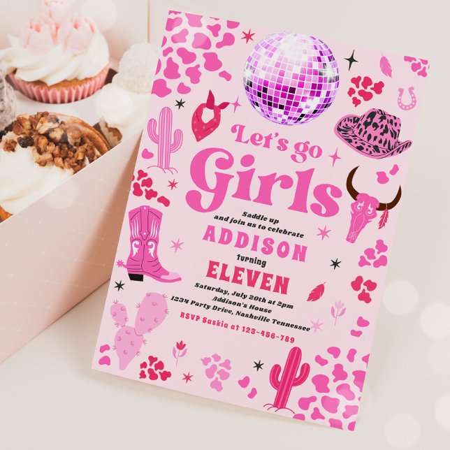 Disco Cowgirl Nashville Pink Rodeo Birthday Party Invitation (Creator Uploaded)