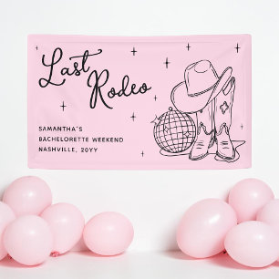 Disco Cowgirl Pink Last Rodeo Bachelorette Party Banner