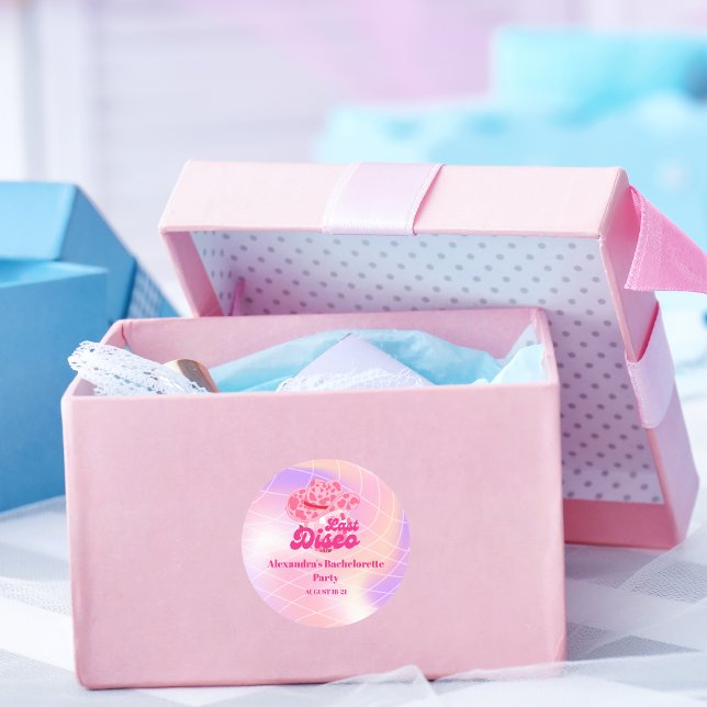 Disco Cowgirl Pink Rodeo Bachelorette Party Classic Round Sticker (Creator Uploaded)