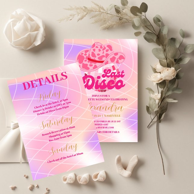 Disco Cowgirl Pink Rodeo Bachelorette Party Invitation (Creator Uploaded)