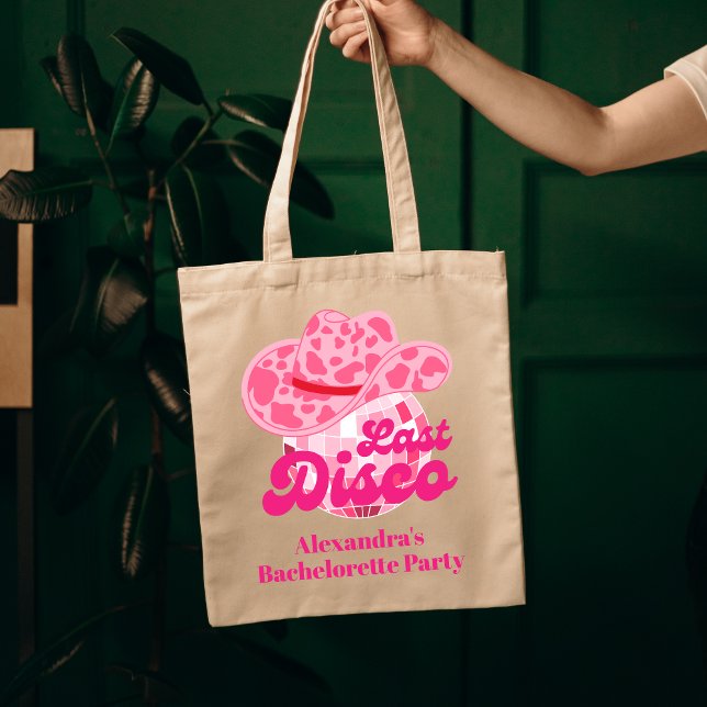 Disco Cowgirl Pink Rodeo Bachelorette Party Tote Bag (Creator Uploaded)