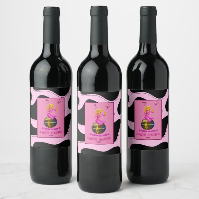 Disco Cowgirl  Retro Bachelorette Party    Wine Label (Bottles)