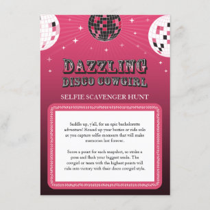Disco Cowgirl Selfie Scavenger Hunt Game Enclosure Card