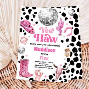 Disco Cowgirl Space Rodeo Country Girl Birthday Invitation